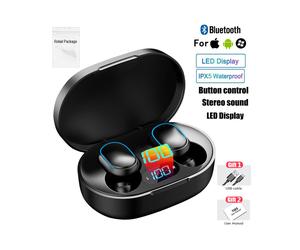 (Noir) Écouteurs sans fil Bluetooth Mini Pods E7S TWS pour iPhone, Xiaomi, Huawei et Samsung, étanches