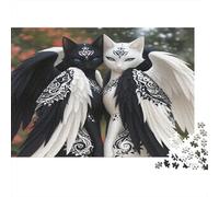 Noir et Blanc Ange chatsPuzzle 1000 Pièces en Papier Recyclé pour Amateurs De Puzzles Anti-Stress Loisirs Créatifs Qualité Premium 70x50cm/1000pcs