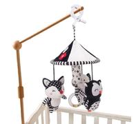 Noir et blanc Cradle Mobile - Veilleuse Soothing avec chouette et labeur de renard | Jouet suspendu pour stimulation visuelle pour nouveau-nés, garçons et filles | Accessoire
