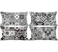 Noir et blanc Housse de Coussin 40x70 Géométrie Coussin Exterieur Doux Lot de 4 Rectangulaire Taie d'oreiller avec Fermeture Eclair pour Canape Decoration Salon de Jardin Eté Exterieur Terrasse 22e-79