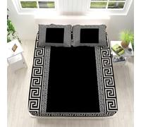 Noir Et Blanc Petit Drap-Housse Double Drap, Afrique 3D Draps De Lit Deep Pocket 12 Pouces Douce Confortable Microfibre Literie Drap De Lit Facile D’Entretien, Black and White, King size/150 x 200
