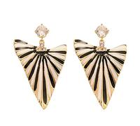 Noir et blanc rayé Triangle boucles d'oreilles pour femmes zèbre motif déclaration boucles d'oreilles avec Zirconia Accents fête bijoux Bohème cadeau