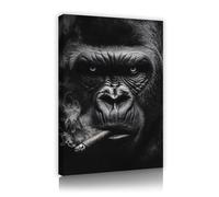 Noir et blanc Style Gorille Toile Art mural Portraits d’animaux Peinture Images artistiques Impressions d’œuvres d’art Affiche pour décor de bureau 50x80cm Cadre intérieur