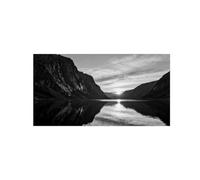 Noir et Blanc Tableau Paysage Montagne Lac 4. Toile 40x80cm Encadrée
