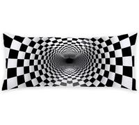 Noir Et Blanc Taie de Traversin 55x160 cm Tartan Taie Oreiller Super Doux Protege Oreiller Corps Housse Coussin de Grossesse, Decoration Maison Housse Traversin, pour Dormeur Latéral Décoration C - 88