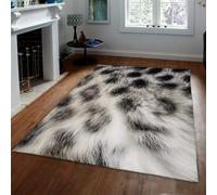 Noir et Blanc Tapis 60x90 pour Salon carpette antidérapants Descente de lit lavables Texture léopard Taches d Encre audacieuses Motif Décoration intérieure Moderne Ultra Fin
