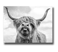Noir Et Blanc Vache Highland Animaux Sauvages Toile tableau Peinture Affiches Murale Art Tableaux Pour Salon Chambre Decoration Sans Cadre 60×90cm