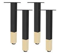 Noir Et Doré, Pied de Meuble Reglable 4 Pièces Pieds de Table a Manger Pied de Meuble Cuisine Pieds Canapé Aluminum Alloy | Anodisé Pattes Armoire Hauteur: 6-40cm Bureau Convient Ottomane-25cm/9.8"