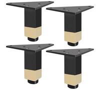 Noir Et Doré, Pied de Table Metal 4 Pièces Pied Table Basse Pieds de Meuble Reglable Pieds Meuble Salle de Bain Aluminum Alloy | Anodisé Pattes Chaise Hauteur: 6-40cm Canapé Casier Bricolage-8cm/3.1"