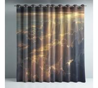 Noir et jaune L140 x H180 cm Rideaux Occultants Impression Horizon Nuages Lumière du soleil Décoration pour Chambre Salon avec Œillets Lot de 2, Prêt à Poser pour Baie Vitrée Protection Solaire