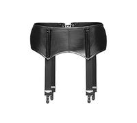 Noir F034 Wetlook porte-jarretelle avec lacet, aspect cuir synthétique,taille, S, M, L, XL, XXL, 3XL noir - Noir, 2XL