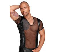 Noir Fait Main - Élégant Chemisier Transparent En Tulle Avec Vernis Noir - S-3XL