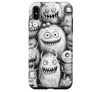 Noir fantaisiste avec Monstre Blanc Droodle Mash Cartoon Art Coque pour iPhone XS Max