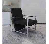 Noir Fauteuil avec pieds chromés Noir Similicuir Desgin classique -{9466}