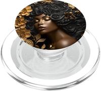 Noir Femme bouclée Fleur Afro mélanine Sista Peau Brune Filles PopSockets PopGrip pour MagSafe