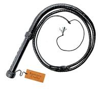 Noir Fouet en Cuir véritable Cravache 6 Pieds (1,8 mètre) de Longueur 12 Tresses Brins Cuir tressé Fouet craquant Fort Equitation