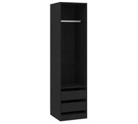 Noir Garde-robe, CLARENCE, Armoire penderie, Pour chambre, avec tiroirs Noir 50x50x200 cm, Bois d'ingénierie LV1549