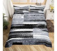 Noir Gris Géométrique Artistic Smear Parure de Lit 200x200cm Fille Géométrique Graffiti Sets de Housse de Couette Abstract Painting Housse de Couette Modern Art Parure Housse de Couette 3 pièces