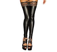 Noir Handmade Bas autofixants pour femme Effet mouillé S-36