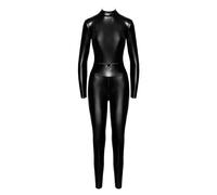Noir Handmade F319 Powerwetlook Catsuit Combinaison Powerwetlookl avec fermeture éclair sur la poitrine, Noir , XXL