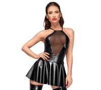 Noir Handmade - Look Mouillé Tulle Mini-Robe Brodé Croix Noir - S-3XL