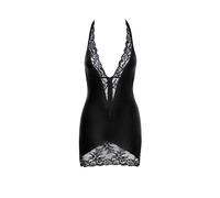 Noir Handmade Powerwetlook F283 Mini Robe avec Dentelle Florale, Noir, M