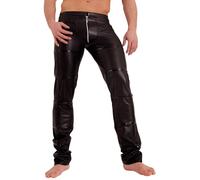 Noir Handmade - Ultra-Stylisé Long Brillant Look Mouillé Zip Pantalon - XS-3XL