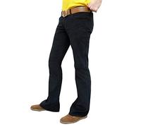 Noir Hommes Coupe Bottillon Fusées Velours Côtelé Rétro Indie Pantalon - Nero, Tour de taille 96cm x Longueur 86cm, Noir