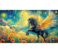 Noir Horse Galloping Through Waves at Sunset Puzzle 1000 pièces pour Adultes - Jeu Familial Amusant & Stimulant Idée Cadeau Parfaite Activité à Domicile 75x50/1000pcs