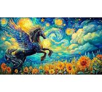 Noir Horse Galloping Through Waves at Sunset Puzzle 1000 pièces pour Enfants - Jeu Amusant & Stimulant pour Adultes et Famille 38x26/1000pcs