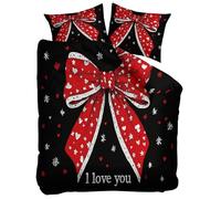 Noir Housse de Couette 140x200 cm Romance Amour Arc Parure de lit Adult Enfant avec 1/2 Taie d'oreiller 65x65 Reversible Parure Housse Couette 2 Personnes en Polycoton