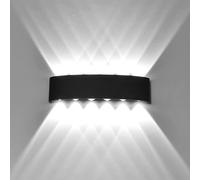 Noir LED Applique murale Projecteur Applique murale moderne Eclairage intérieur extérieur, couleur de lumière : blanc, puissance : 12W, 12 faisceaux lumineux