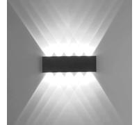 Noir LED Applique murale Projecteur Applique murale moderne Eclairage intérieur extérieur, couleur de lumière : blanc, puissance : 10W, 10 faisceaux lumineux