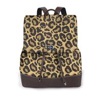 Noir Léopard Jaune,Sac à dos imperméable pour femme, sac à dos de voyage léger en cuir PU tendance
