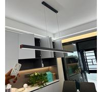 Noir Linear led Table de salle à manger Suspension dimmable Salle à mangerLampe L150cm 60W moderne Lustre acrylique Salon Cuisine Bureau Lampe à suspendre avec télécommande Pendant Lampe