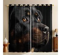 Noir Lot de 2 Rideaux Occultants Thermiques Rottweiler Animal Isolants Phoniques Anti Froid avec Œillets, Imprimés 3D Opaques en Polyester 70L X 160H cm pour Chambre et Salon