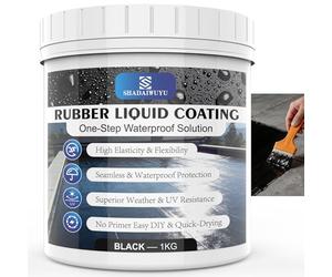 Noir Luiqide Étanchéité,1KG Membrane d’Étanchéité Toiture,Agent de Revetement Impermeable Résistant UV & Intempéries Membrane élastique à SéChage Rapide Pour Asphalte,BéTon,MéTal