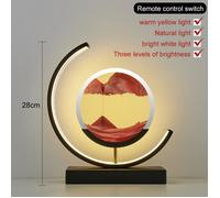Noir Lune-Rouge - Télécommande - Lampe Led En Verre Sablier 3d, Paysage De Sable Mouvant, Lampe De Chevet, Pe