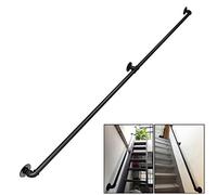 Noir Main courante pour Escalier support Kit | Fer forgé Rampe d'escalier Garde-corps l'intérieur d'extérieur Terrasses Balcons Parapet et Fenêtres | Rambarde Rails Balustrade Handicapé, 30-600CM