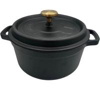 Noir Mat Cocotte ronde en fonte émaillée avec couvercle 17,5 x 9,5 cm Température Four Pour Petits Plats
