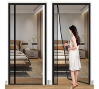 Noir Moustiquaire Porte Fenetre Magnetique, 100x240cm MagnéTique Rideau de Porte Moustiquaire Porte Fenetre sans Percer pour Cuisine/Salon Portes