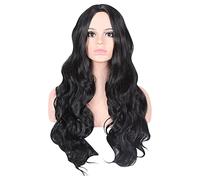 Noir moyen long bouclés femme cheveux longs gros cheveux bouclés ondulés frontière du commerce extérieur perruque étoile européenne et américaine perruque courte avant de lacet