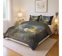 Noir Mystérieux Bambou Samouraï 180 x 220 cm Housse de Couette Haut De Gamme Imprimée Parure Housse Couette Duvet Cover pour la décoration de Chambre Adulte