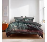 Noir Mystérieux Bambou Samouraï 200 x 200 cm Parure de lit avec Taies d’Oreiller Douce Décoratif Respirante Duvet Cover pour Adultes et Enfants