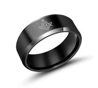 Noir Or-couleur Cool Maçonnique Anneaux Pour Hommes Titane Bague Pour Homme Bijoux Vintage Charme Bijoux