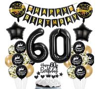 Noir Or Décoration 60 ans anniversaire,Ballon 60 ans anniversaire Or Noir,Ballon 60 ans anniversaire Homme Femme,Décoration fête 60 ans anniversaire Femme,déco anniversaire 60 ans Homme Noir
