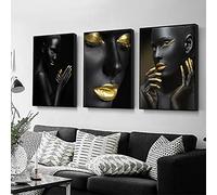 Noir or femme africaine toile peinture mur Art photos, femmes nues Art affiches imprime salon moderne décor à la maison 50x75cmx3pcs sans cadre