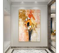 Noir Orange Chambre Mur Décor Abstrait Peintures À L'huile sur Toile Hug Lover Hot Coulple Photos Art Pour Le Salon 60x90cm(24x35in) Avec Cadre