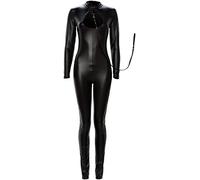 noir Overall avec Corde Robes en Cuir Latex/Vernis pour Femme Noir Taille M