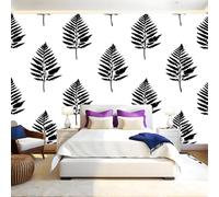 Noir Papier Peint 300x210 cm Planter des feuilles de fougère Panoramique 3D Poster Geant Mural Photo Muraux Pour Salon Chambre à Coucher Maison Décoration Intérieure Moderne